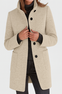 Elegant Button Front Longline Collared Coat