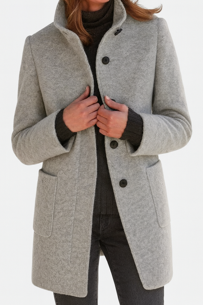 Elegant Button Front Longline Collared Coat