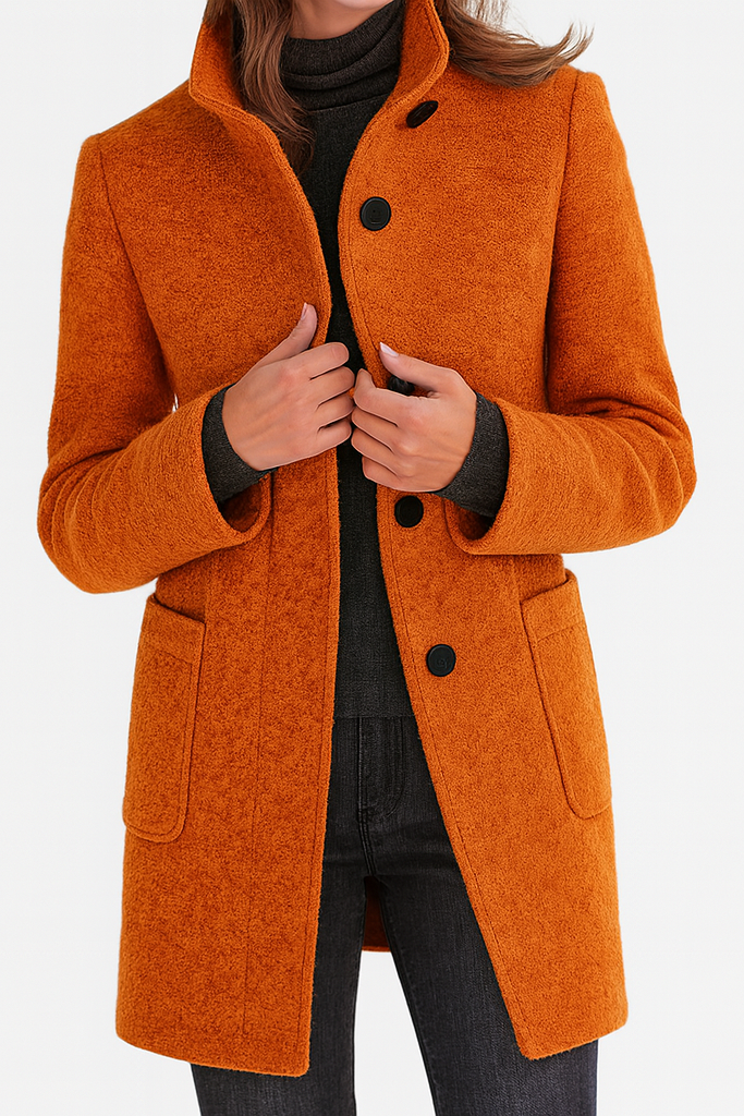 Elegant Button Front Longline Collared Coat