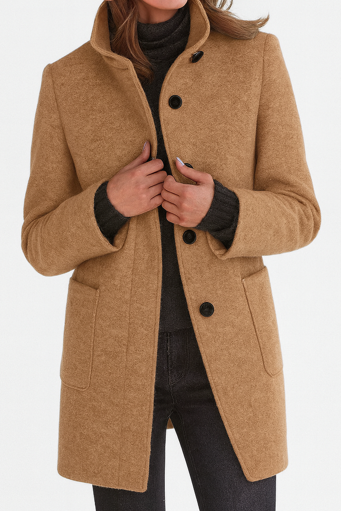 Elegant Button Front Longline Collared Coat