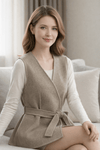 Luxurious Wrap Vest with Pearl Button
