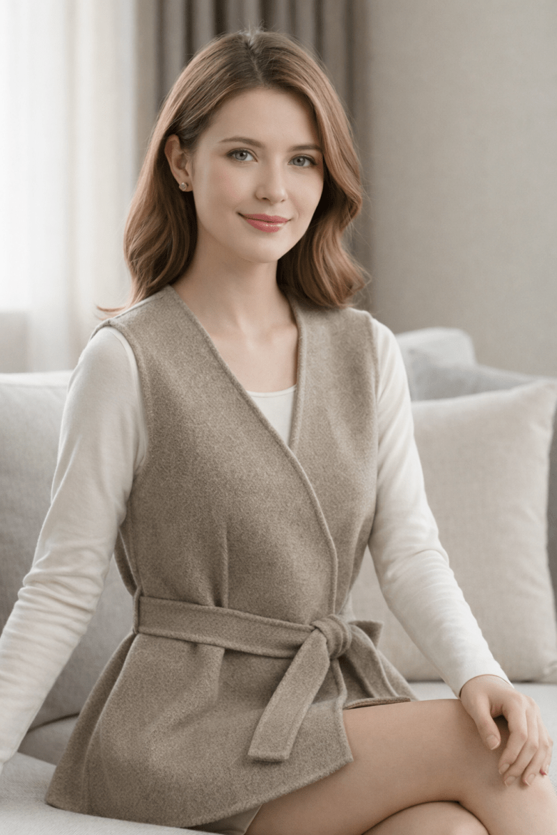Luxurious Wrap Vest with Pearl Button