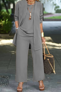 Chic 3-Piece Summer Lounge Set with Flowy Pants and Cover-Up 10