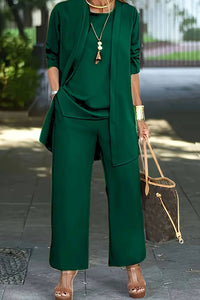 Chic 3-Piece Summer Lounge Set with Flowy Pants and Cover-Up 11