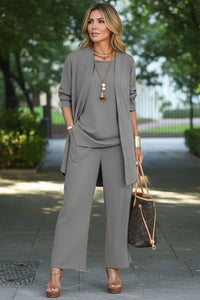 Chic 3-Piece Summer Lounge Set with Flowy Pants and Cover-Up 3