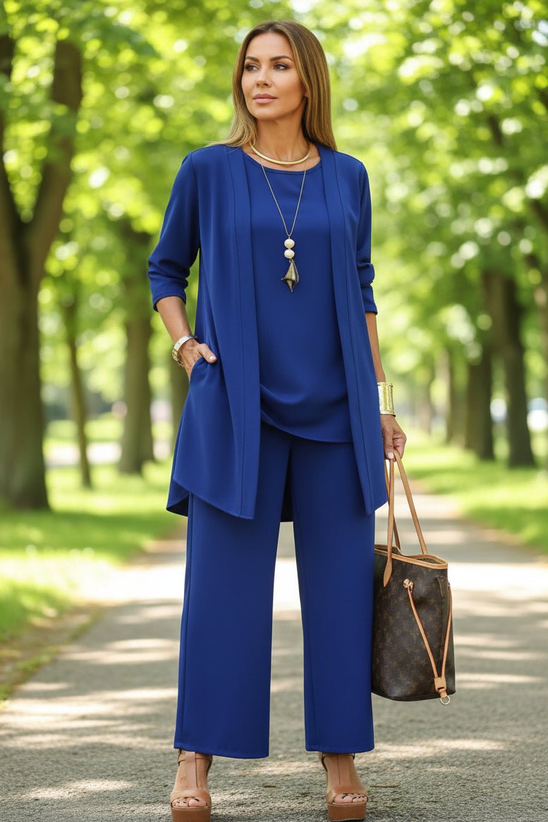 Chic 3-Piece Summer Lounge Set with Flowy Pants and Cover-Up 4