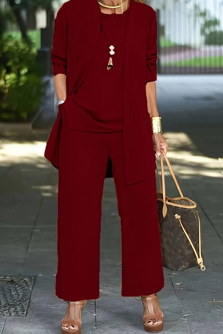 Chic 3-Piece Summer Lounge Set with Flowy Pants and Cover-Up 5