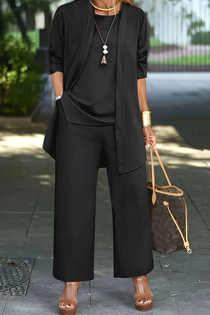 Chic 3-Piece Summer Lounge Set with Flowy Pants and Cover-Up 6