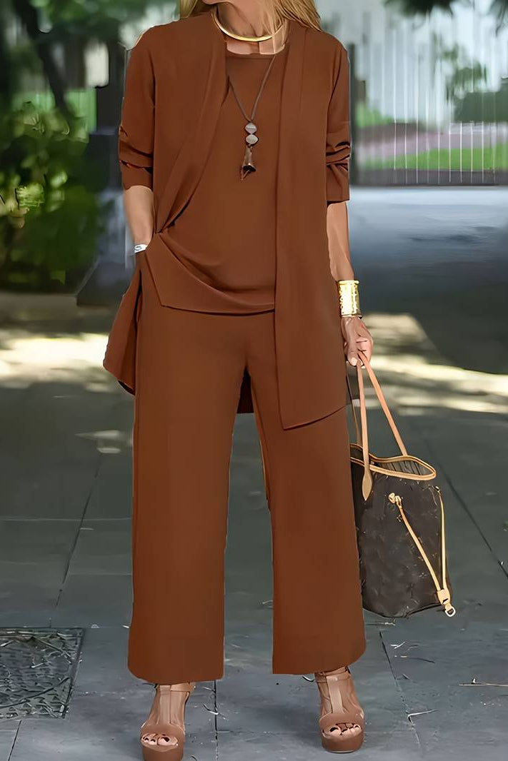 Chic 3-Piece Summer Lounge Set with Flowy Pants and Cover-Up 8
