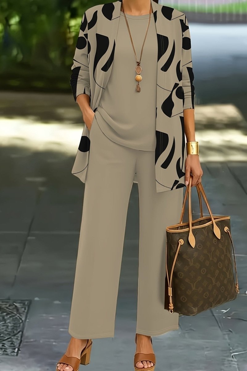 Chic Abstract Print 3-Piece Casual Ensemble for Effortless Style 1