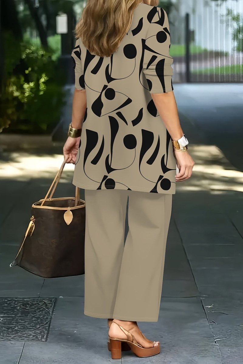 Chic Abstract Print 3-Piece Casual Ensemble for Effortless Style 2