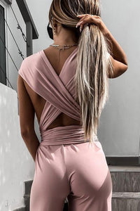 Chic Elegant Jumpsuit with Deep V-Neck and Wide-Leg Design for Effortless Style 5