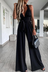 Chic Elegant Jumpsuit with Deep V-Neck and Wide-Leg Design for Effortless Style 6