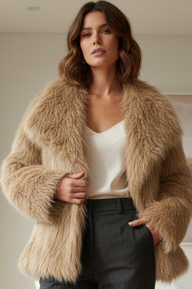 Chic Faux Fur Coat for Effortless Warmth and Stylish Comfort 11