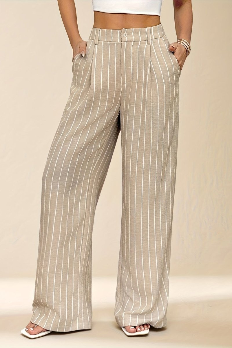 Chic High-Rise Striped Trousers for Stylish Work Pants and Effortless Elegance 1