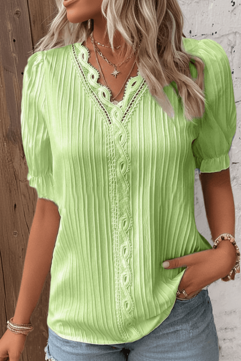 Chic Lace Blouse with V-Neck Design for Elegant Style and Versatility 4