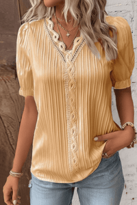 Chic Lace Blouse with V-Neck Design for Elegant Style and Versatility 5