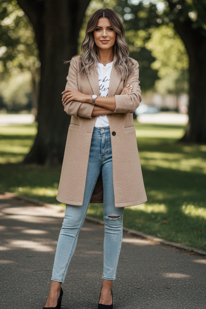 Chic Mid-Length Tailored Coat for Everyday Elegance 0