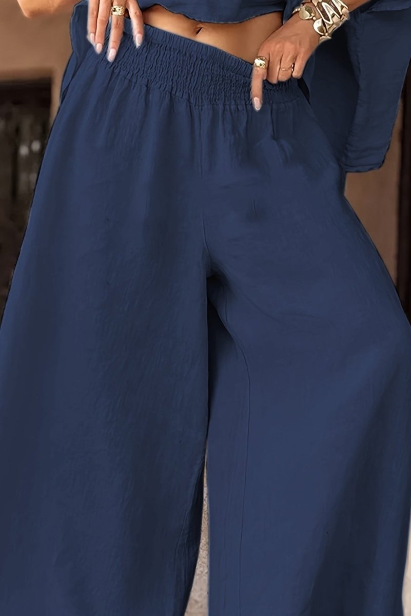 Chic Plus Size Linen Off-Shoulder Lounge Set for Effortless Comfort and Style 3