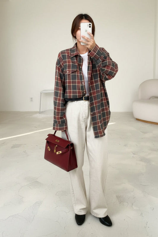 Chic Plus Size Shirt in Checked Design for Effortless Style and Comfort 0