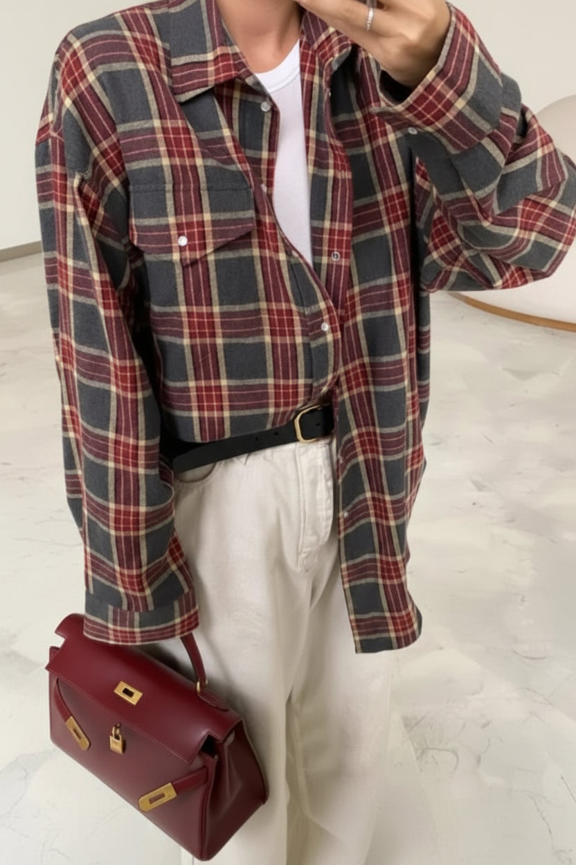 Chic Plus Size Shirt in Checked Design for Effortless Style and Comfort 1
