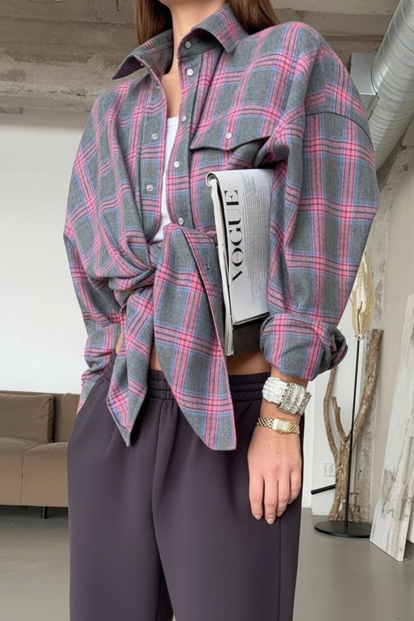 Chic Plus Size Shirt in Checked Design for Effortless Style and Comfort 3