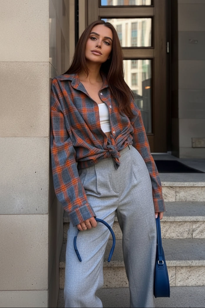 Chic Plus Size Shirt in Checked Design for Effortless Style and Comfort 5