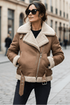 Chic Sherpa Bomber Jacket for Stylish Comfort 0