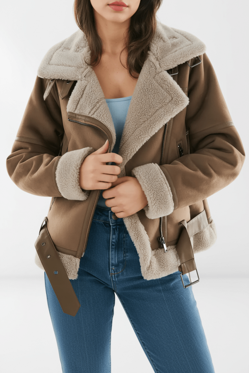 Chic Sherpa Bomber Jacket for Stylish Comfort 1