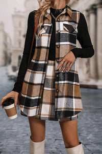 Chic Sleeveless Checkered Vest and Skirt Set for All Seasons 4
