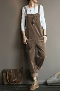 Chic Sleeveless Wide-Leg Corduroy Jumpsuit for Effortless Style 0