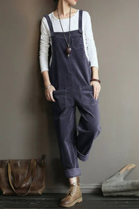 Chic Sleeveless Wide-Leg Corduroy Jumpsuit for Effortless Style 3