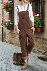 Chic Sleeveless Wide-Leg Corduroy Jumpsuit for Effortless Style 4