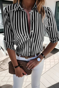 Chic Striped Shirt in Comfortable Polyester for Everyday Style 6