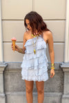 Chic Summer Mini Dress - Asymmetrical Strap, Ruffles, Lightweight & Breathable 0