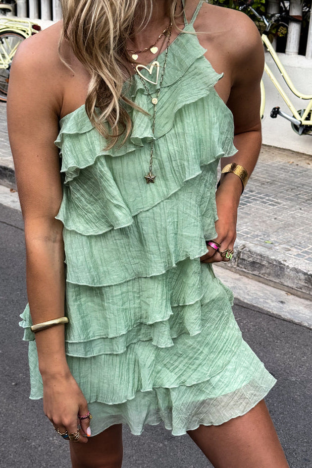 Chic Summer Mini Dress - Asymmetrical Strap, Ruffles, Lightweight & Breathable 11