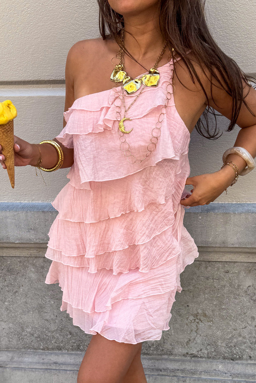 Chic Summer Mini Dress - Asymmetrical Strap, Ruffles, Lightweight & Breathable 12