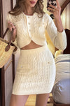 Chic Two-Piece Loungewear Set with Faux Pocket Cardigan for Effortless Style 0