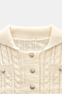 Chic Two-Piece Loungewear Set with Faux Pocket Cardigan for Effortless Style 2