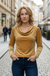 Chic Velvet Shirt with Flowing Collar for Elegant Style 0