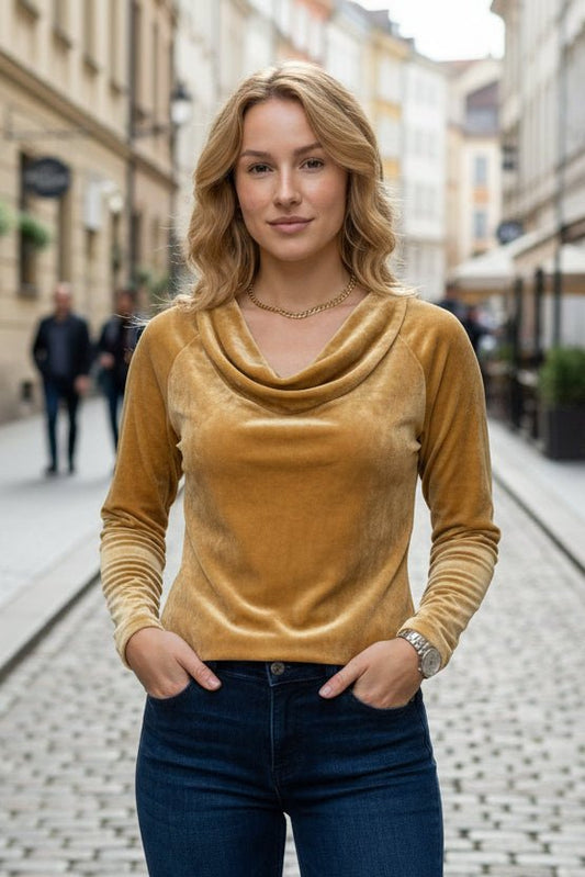 Chic Velvet Shirt with Flowing Collar for Elegant Style 0