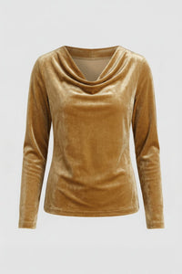 Chic Velvet Shirt with Flowing Collar for Elegant Style 3