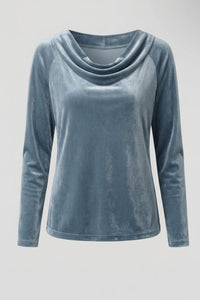 Chic Velvet Shirt with Flowing Collar for Elegant Style 5