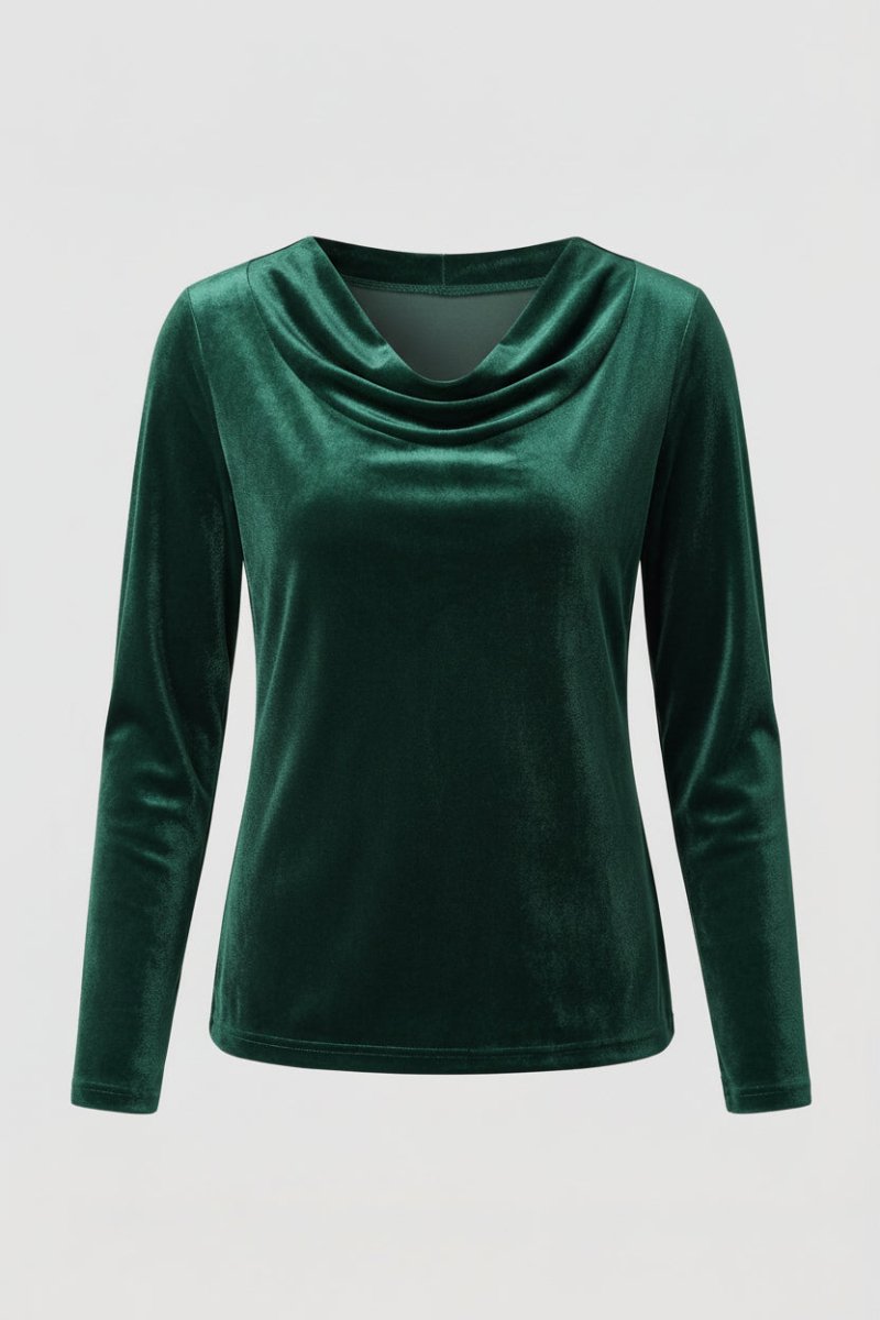 Chic Velvet Shirt with Flowing Collar for Elegant Style 7