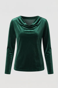 Chic Velvet Shirt with Flowing Collar for Elegant Style 7