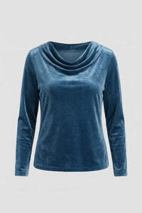 Chic Velvet Shirt with Flowing Collar for Elegant Style 8