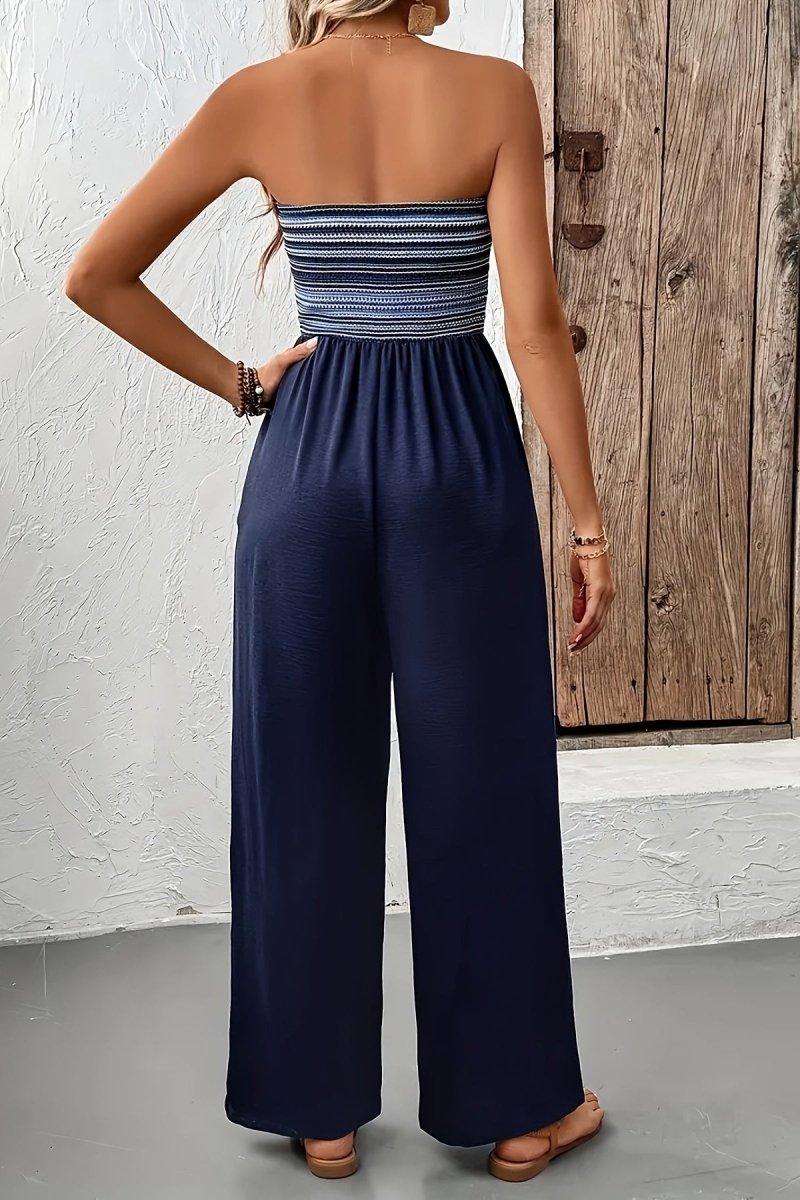 Chic White Jumpsuit for Women with Adjustable Tie-Shoulders and Breezy Wide-Leg Design 2