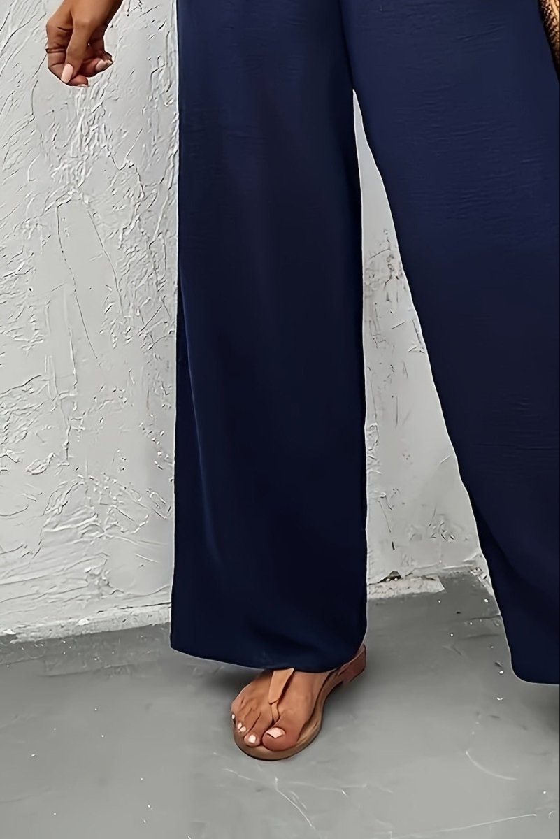 Chic White Jumpsuit for Women with Adjustable Tie-Shoulders and Breezy Wide-Leg Design 4