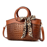 Croc-Embossed Round-Handle Handbag