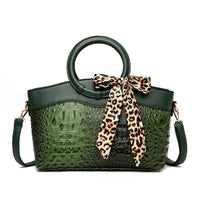 Croc-Embossed Round-Handle Handbag